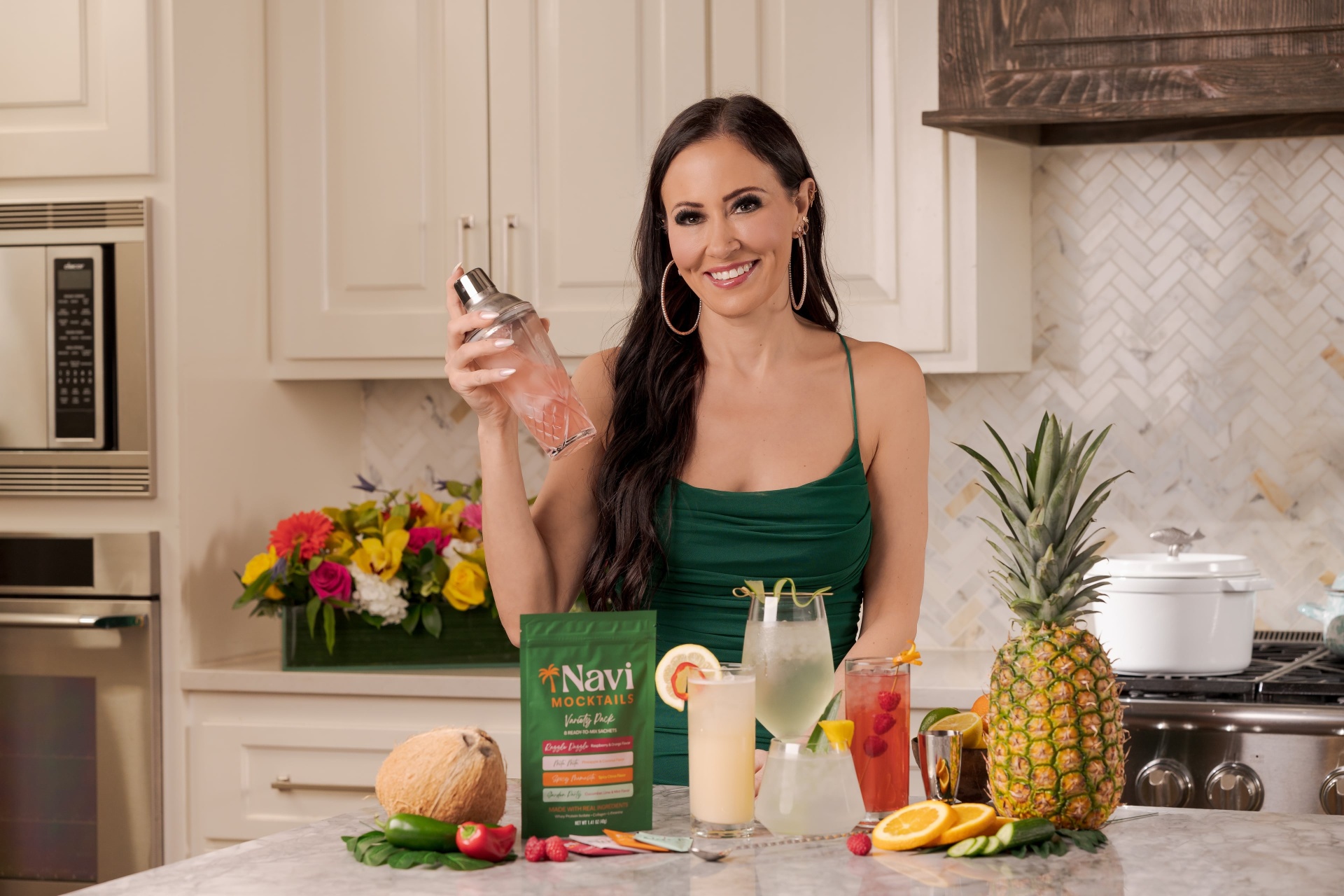 Navi founder in her kitchen
